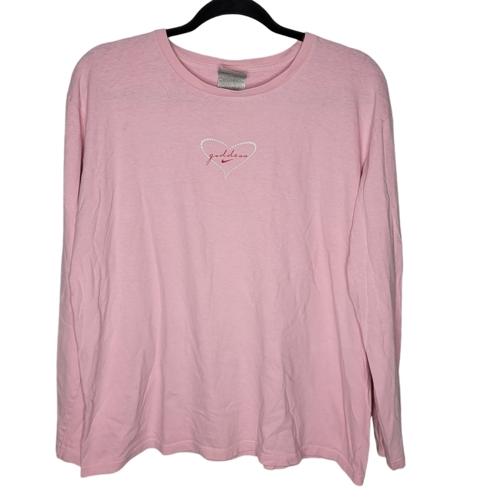 Vintage Y2K Nike Goddess Heart Women's Longsleeve T-Shirt in Pink